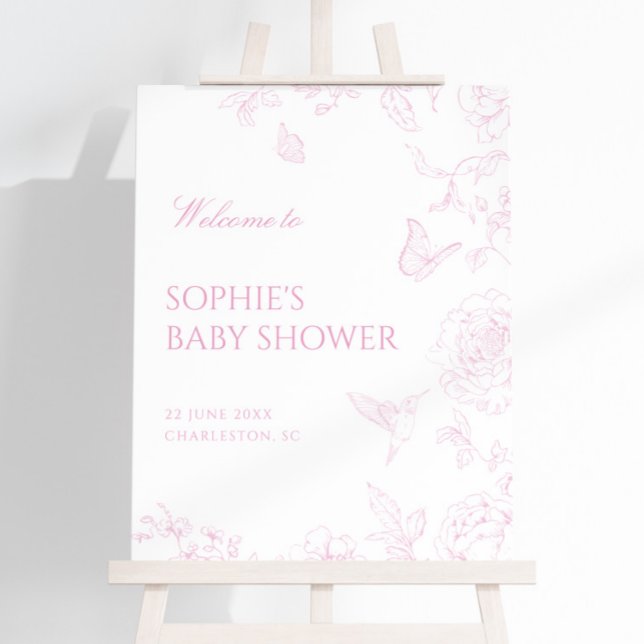  Soft Rose Chinoiserie Baby Shower Welcome Foam Board (Creator Uploaded)