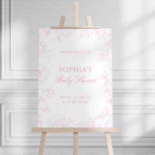 Soft Rose Chinoiserie Frame Baby Shower Foam Board
