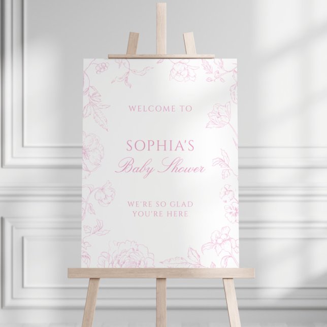 Soft Rose Chinoiserie Frame Baby Shower Foam Board (Creator Uploaded)