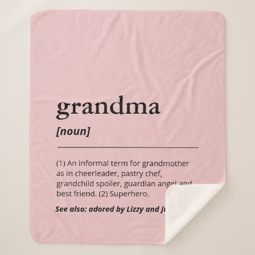 Soft rose funny definition of grandma grandkids sherpa blanket