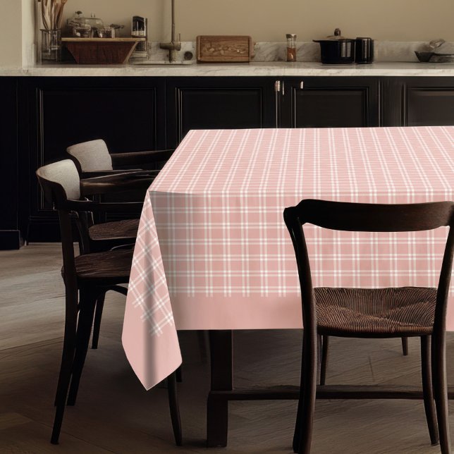 Soft Rose Gold Plaid Tablecloth for Events (Soft Rose Gold Plaid Tablecloth for Events)
