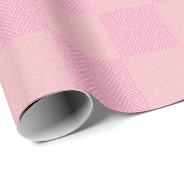 Soft Rose Pink Buffalo Plaid Pattern Wrapping Paper (Roll Corner)