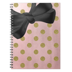 Soft Rose Pink Gold Glitter Glam Polka Dots Cute Notebook