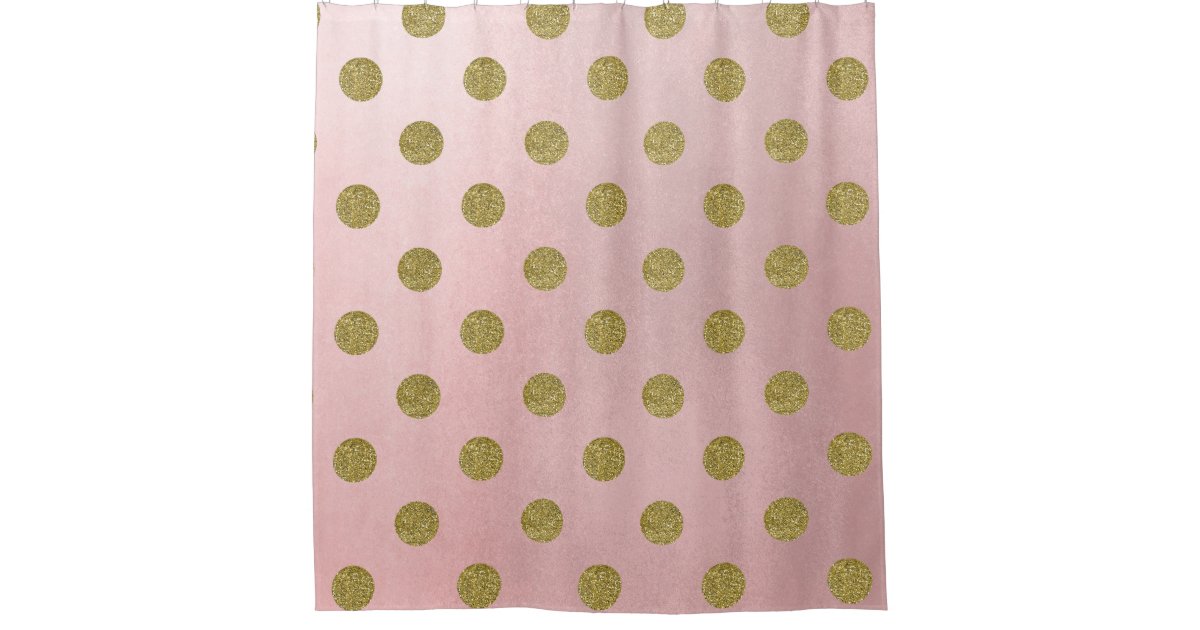 Soft Rose Pink Gold Glitter Glam Polka Dots Cute Shower Curtain