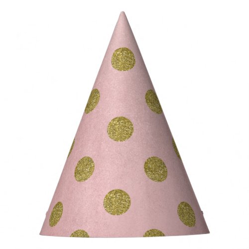 Soft Rose Pink Gold Glitter Glam Polka Dots Party Party Hat