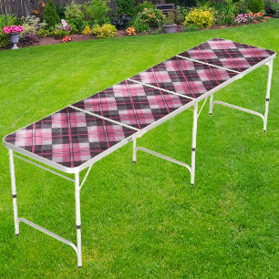 Soft Rose Plaid Beer Pong Table