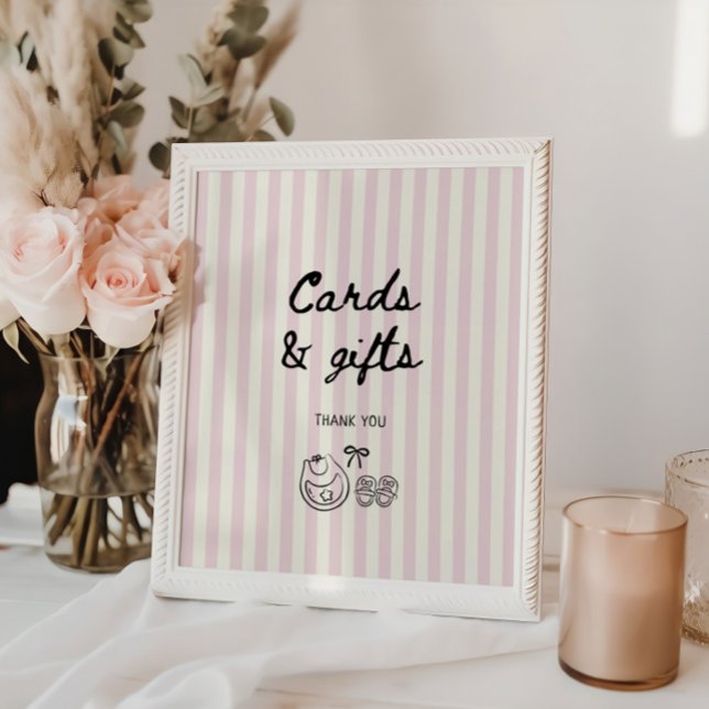 Soft Rose Stripes Baby Shower Cards and Gifts Poster (Creator Uploaded)