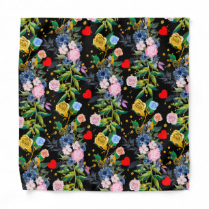 Soft roses black Field   roses Bandana