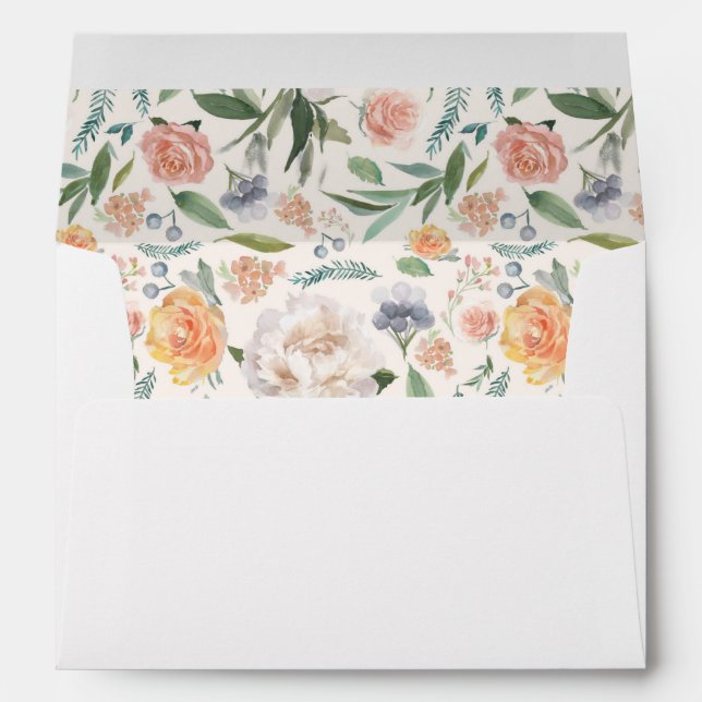 Soft Roses & Peonies Elegant Envelopes (Back (Bottom))