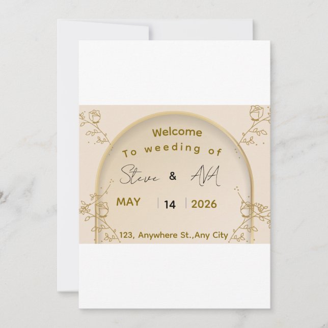 Soft Royal Gold Wedding Invitation | Elegant Minim (Front)