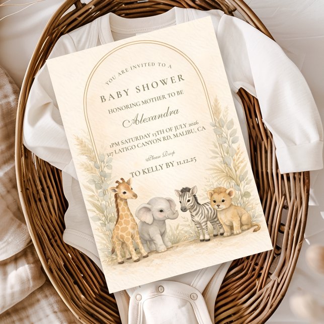 Soft Safari Jungle Baby Shower Invitation (Creator Uploaded)