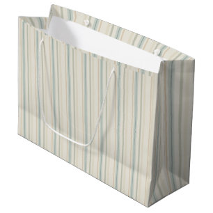 Soft Sage Blue and Ocher Watercolor Stripes Large Gift Bag