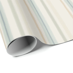 Soft Sage Blue and Ocher Watercolor Stripes Wrapping Paper