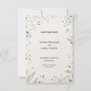 Soft Sage Blush Botanical Wedding Save The Date