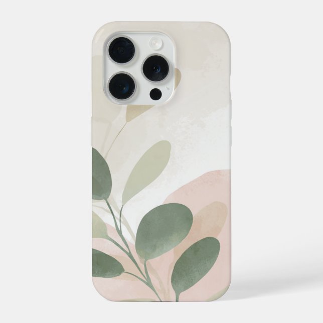 Soft Sage Botanical Minimal Abstract  Calm Neutral iPhone Case (Back)