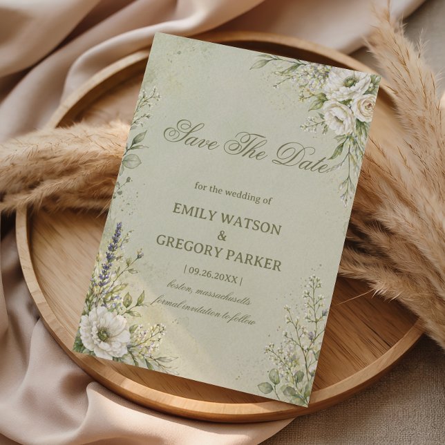 Soft Sage Botanical Save The Date (Creator Uploaded)