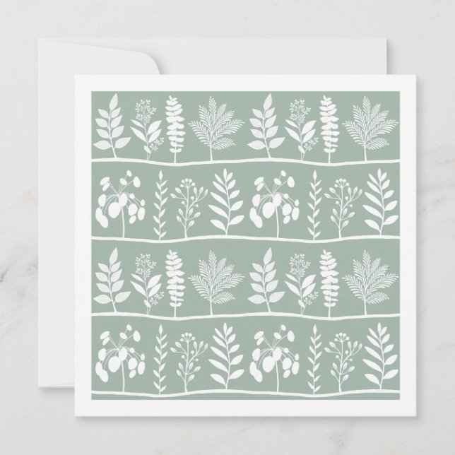 Soft Sage Botanical Silhouettes Botanic Rhythm Note Card (Front)