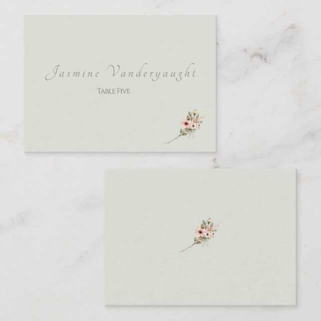Soft Sage Botanical Wedding Escort Cards (Front/Back)