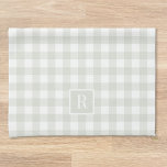 Soft Sage Buffalo Check Monogram Kitchen Towel<br><div class="desc">Custom-designed modern farmhouse style kitchen hand towel featuring family initial on soft sage buffalo check pattern.</div>