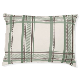 Soft Sage Cream Plaid Aesthetic Pet Bed