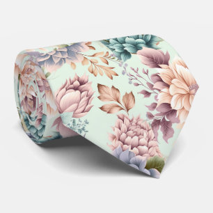 SOFT SAGE  FLORAL BOTANICAL MENS TIE