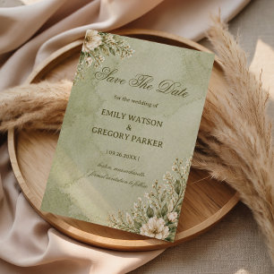 Soft Sage Floral Save The Date