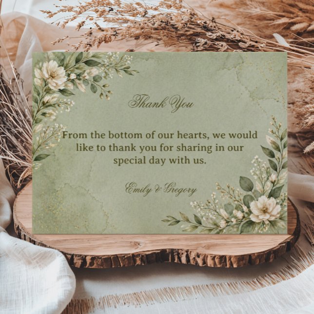Soft Sage Floral Thank You Card (Creator Uploaded)
