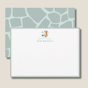 Soft Sage Gray Giraffe Skin New Baby Nursery Note Card