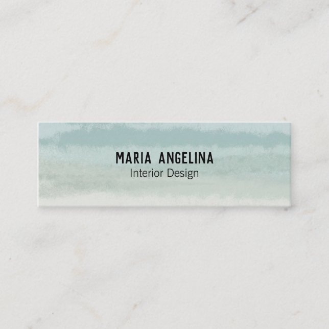 Soft Sage Green Abstract Watercolor Pastel Mini Business Card (Front)