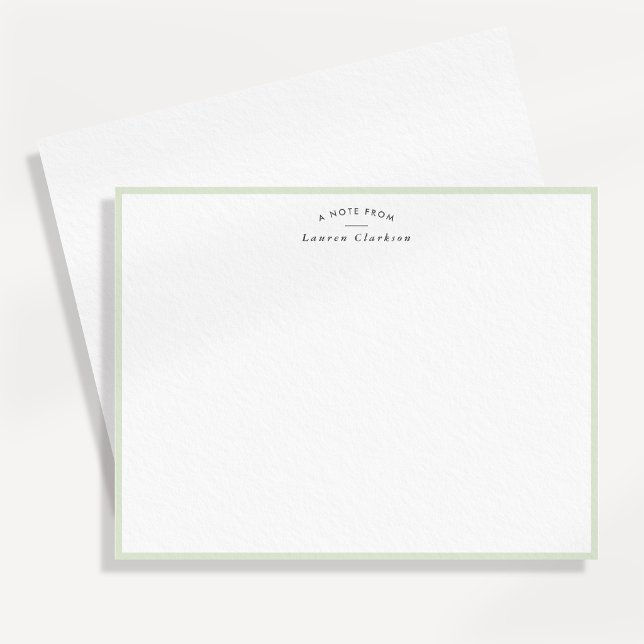 Soft Sage Green Border Personalized Note Card (Creator Uploaded)