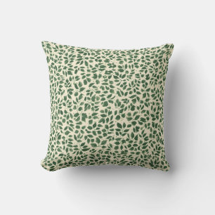 Soft Sage Green Botanical Leaf Foliage Pattern Throw Pillow