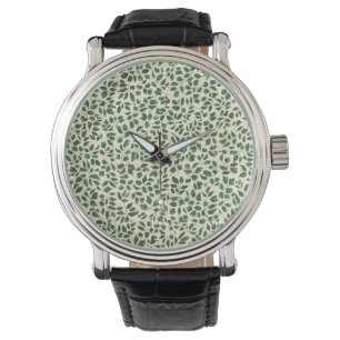 Soft Sage Green Botanical Leaf Foliage Pattern Watch