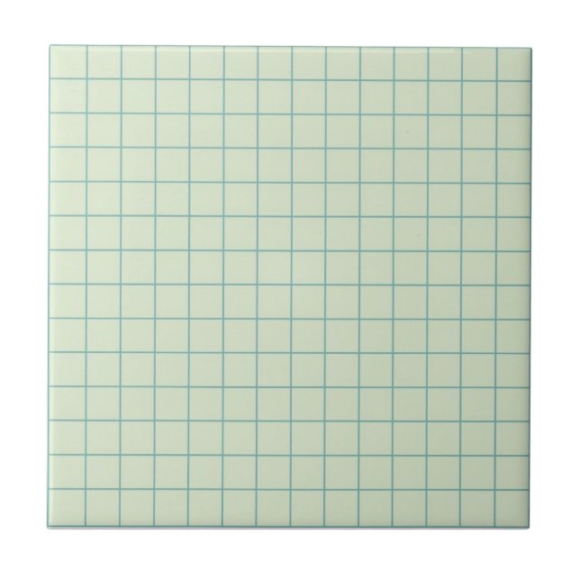 Soft Sage Green Checkered Pattern Retro Minimalist Ceramic Tile (Front)