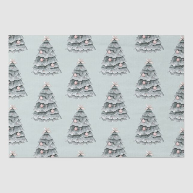 Soft Sage Green Christmas Blush Tree Ornament Tissue Paper (Front)