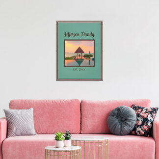Soft Sage Green Custom Photo and Date Canvas Print