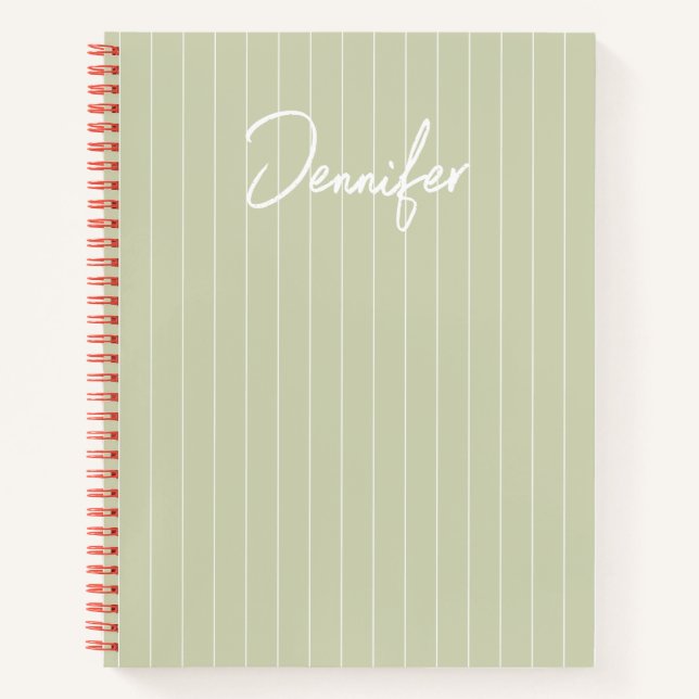 Soft Sage Green Customized Handwritting Name Notebook (Front)