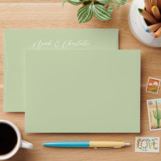 Soft Sage Green Earth Tones Wedding  Envelope