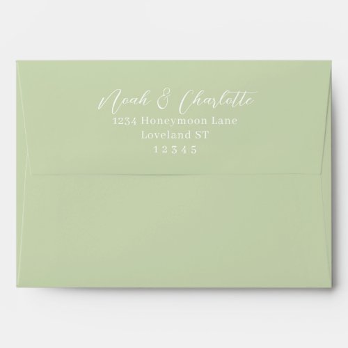 Soft Sage Green Earth Tones Wedding  Envelope