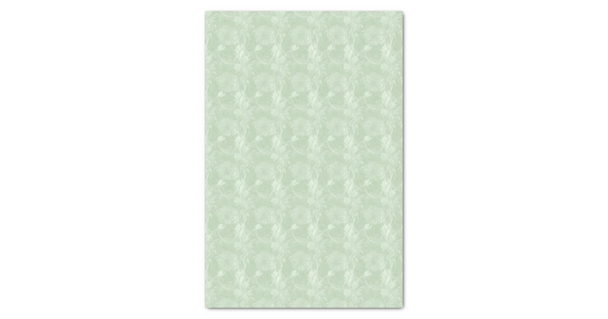 Soft Sage Green Floral Tissue Paper | Zazzle.com