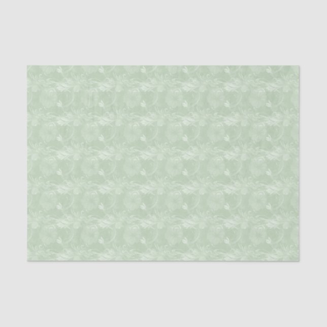 Soft Sage Green Floral Tissue Paper (Front)