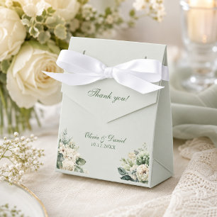 Soft Sage Green Floral Wedding Favor Box