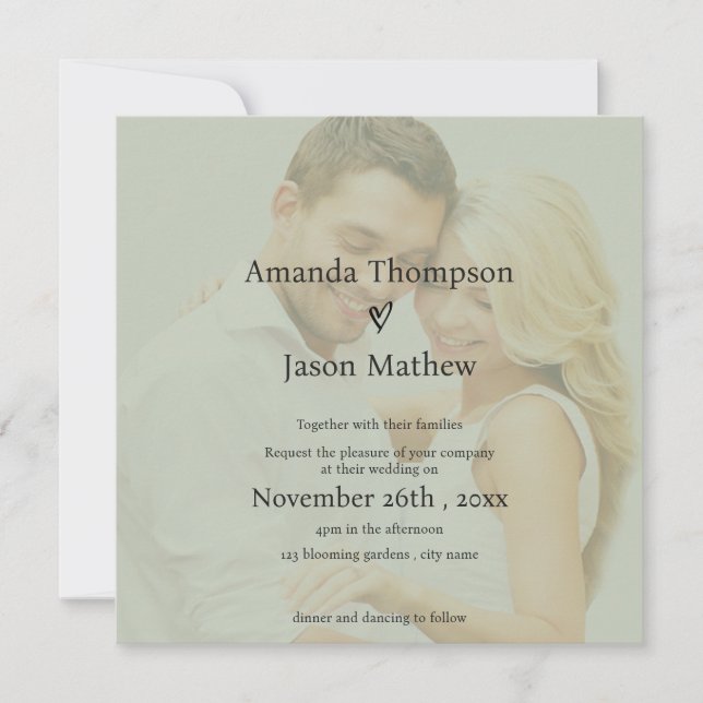 Soft Sage Green Vellum Style Wedding Invitation (Front)