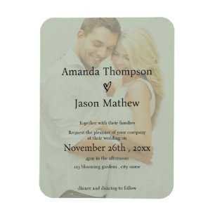 Soft Sage Green Vellum Style Wedding Invitation Magnet