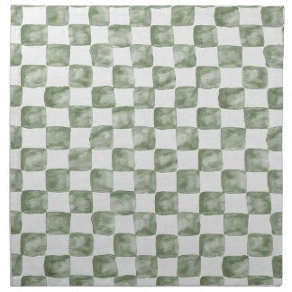 Soft Sage Green Watercolor Checkerboard Cloth Napkin
