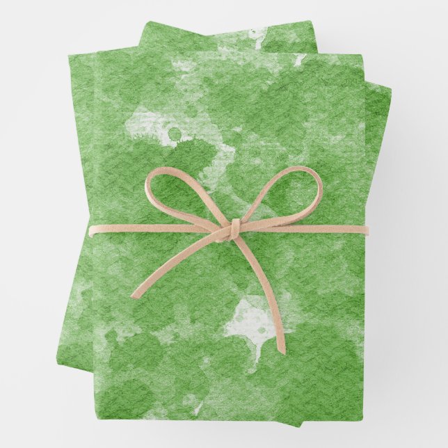 Soft Sage Green Watercolor Marble Pattern Wrapping Paper Sheets (In situ)