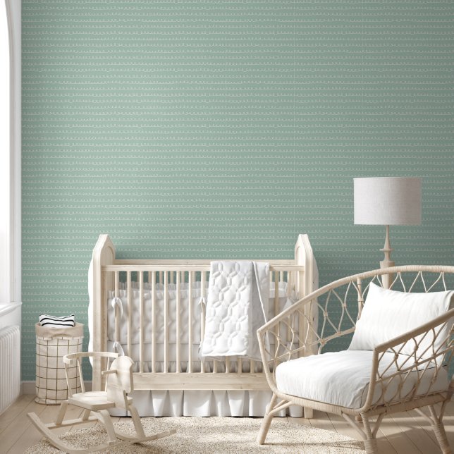 Soft Sage Green Wire Pattern Calm Room Decor Wallpaper (Kids)