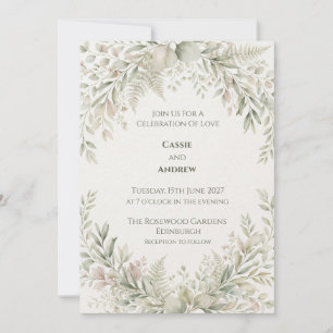 Soft Sage Greenery Wedding Invitation