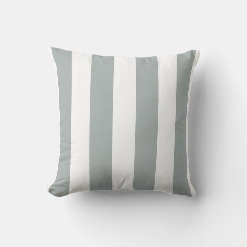 Soft Sage Grey and White Striped Throw Pillow