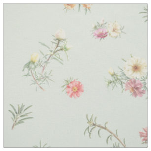 Soft Sage Moss Rose Watercolor Floral Fabric