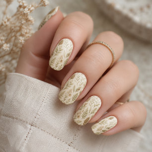 Soft Sage Neutral Wildflower Botanical Minx Nail Art
